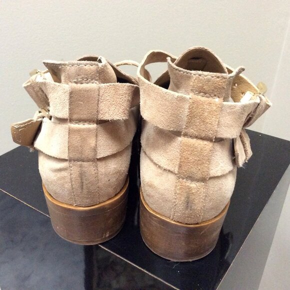 HOUSE OF HARLOW Tan Suede Leather Strappy Ankle Boots Booties Andromeda Size 9 - Picture 4 of 5